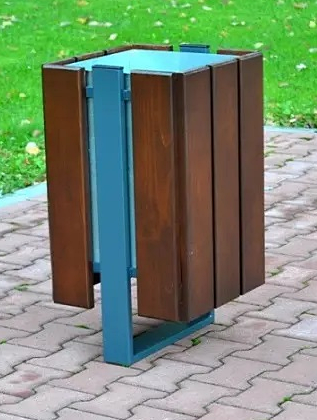 Kosz miejski stalowy drewniany NOVI 65l W177