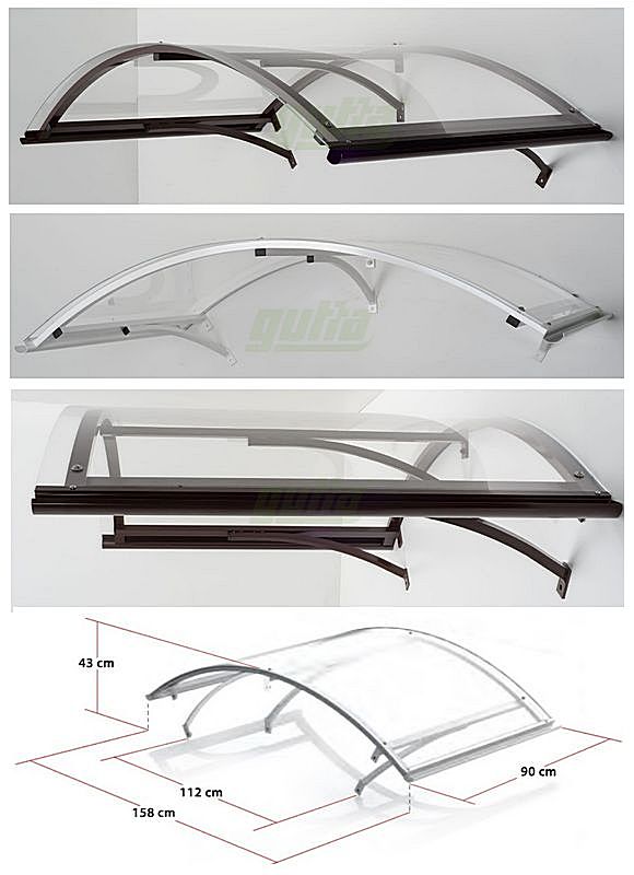 Daszek nad drzwi wejściowe RONDO Akryl 160 x 90 x 27 cm biały, srebrny lub brązowy Gutta