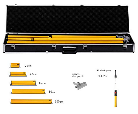 Zestaw 5 szpachli ze stali nierdzewnej grubości 0,3 mm o szerokościach 25,40,60,80,100cm Kaem Hardy