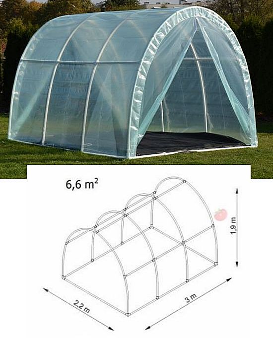 Tunel foliowy do upraw warzywnych Bv3 6,6 m2 3,0 x 2,2 x 1,9 m z folią UV4 Wysyłka gratis