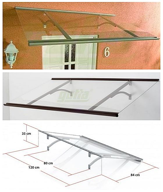 Daszek nad drzwi wejściowe Klassic akryl 120 i 160 biały, srebrny lub brązowy Gutta