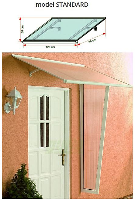 Daszek nad drzwi wejściowe poliwęglanowy Standard 120 120/160x85x38 cm