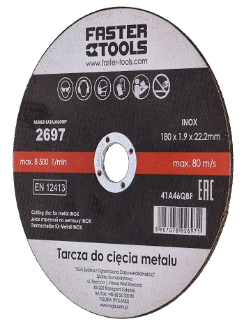 Tarcza do cięcia metalu INOX 125 x 1,6 2698 Faster Tools
