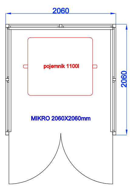 Wiata śmietnikowa stalowa zadaszona model Z1 2060x3050 mm