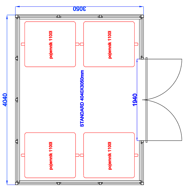 Wiata śmietnikowa stalowa zadaszona model Z3