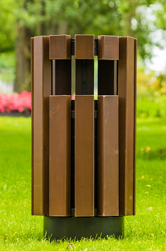 Kosz stojący miejski parkowy stalowo drewniany ARGOS