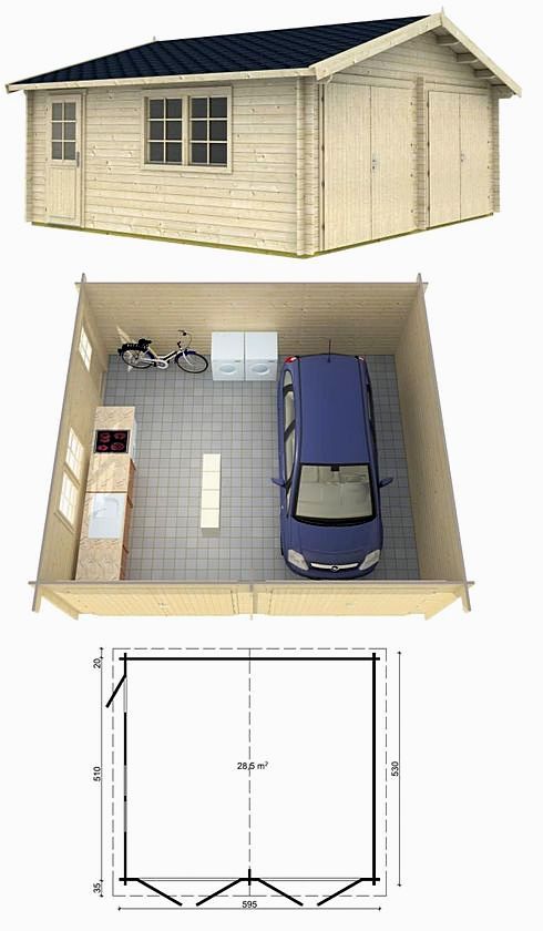 Garaż drewniany JAN 595x530 cm 28,5 m2