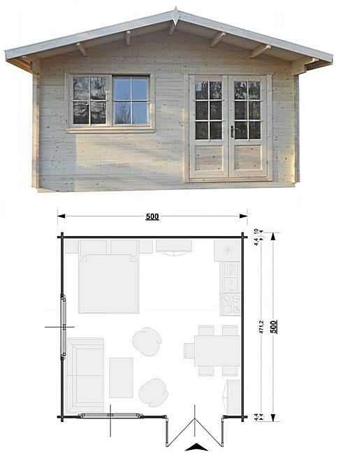 Drewniany domek letniskowy Majka 5x5 22 m2