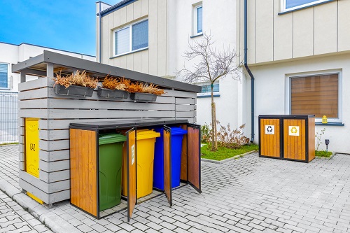 Wiata śmietnikowa kosz Herakles na 2 lub 3 pojemniki 120l do segregacji odpadów