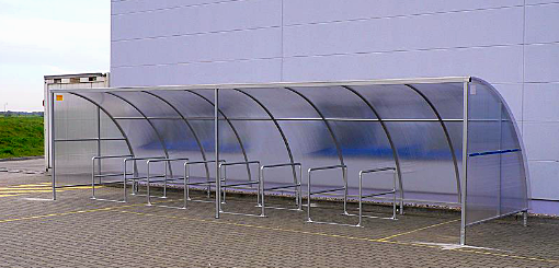 Wiata rowerowa zadaszona poliwęglanem Delta