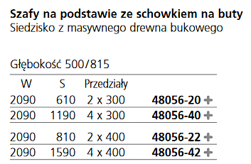Szafy S 3000 Evolo 48 na podstawie ze schowkiem na buty kod 48056-20