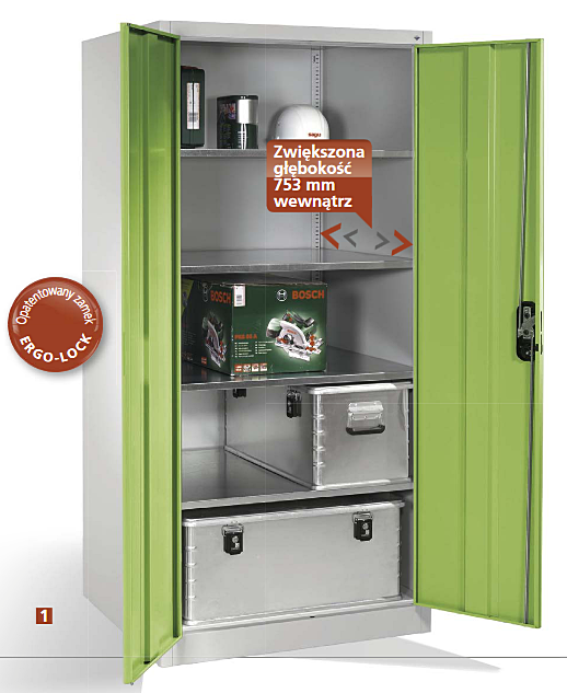 Szafa warsztatowa XXL o specjalnej głębokości 75 cm na duże elementy kod 8924-00