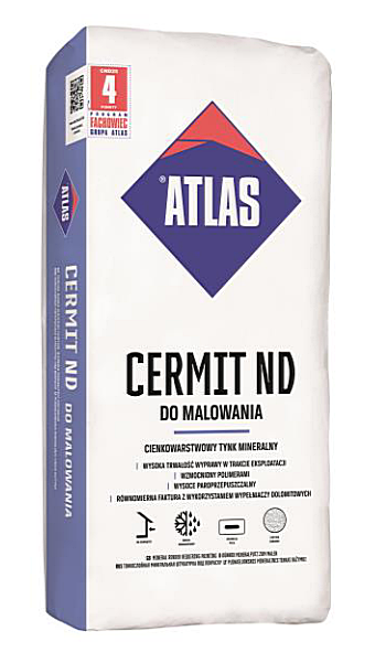 Cienkowarstwowy tynk mineralny ATLAS CERMIT ND - DO MALOWANIA grubość  1,5 mm i 2,0 mm