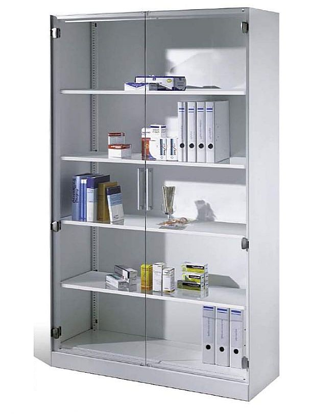Szafy aktowe stalowe z drzwiami szklanymi C 3000 Asisto 141001-750 CP 1980x1200x435 mm