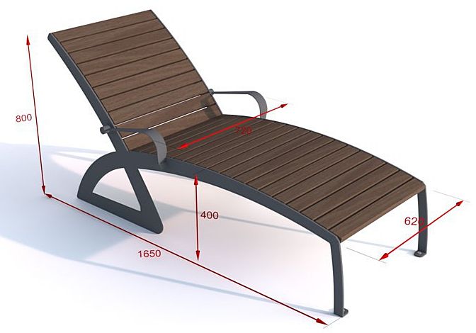 Leżak wypoczynkowy model II stalowo drewniany