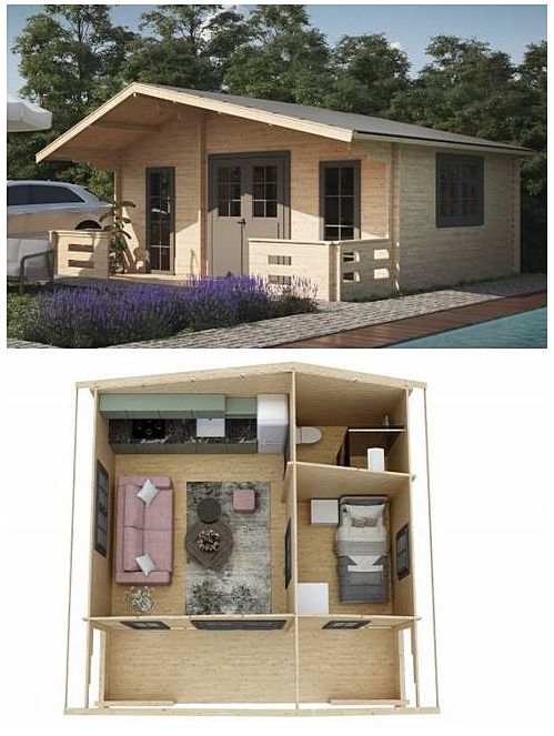 Domek z balika 44 mm całoroczny Chaber Eco 600x600 cm 33m2