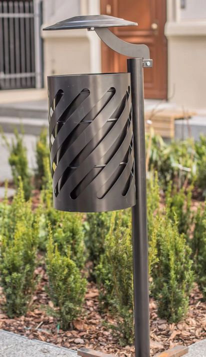 Kosz parkowy stalowy Sofia Bis z daszkiem