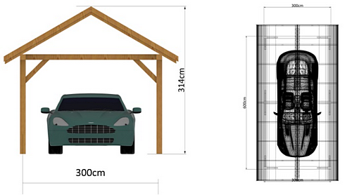Altana samochodowa drewniana STD 3 x 6 m