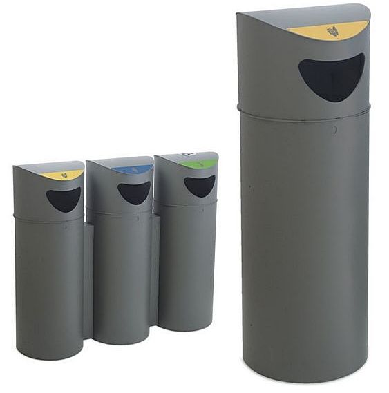 Kosz stalowy pojedynczy lub z zestawie do segregacji odpadów śmieciowych OSLO REC 75 l