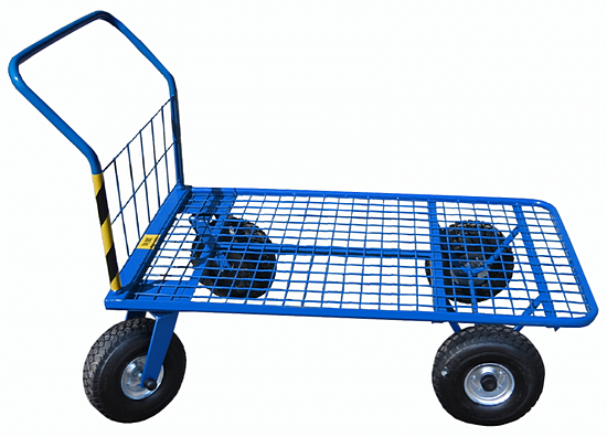 Wózek magazynowy, platformowy Stach III z podłogą z siatki T-107/10