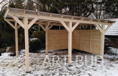 Wiata garażowa drewniana z płaskim dachem Ecco 300x430 cm 