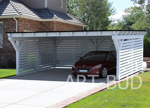 Wiata garażowa drewniana z płaskim dachem Alba 580x500 cm