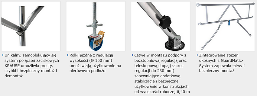 Rusztowanie jezdne z podporami bocznymi Seria 50 Stabilo Professional Krauze