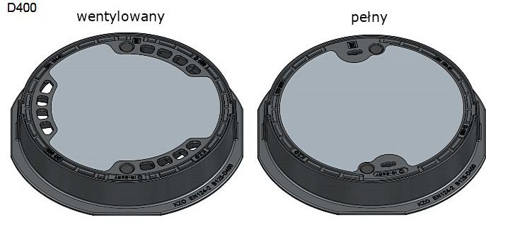 Właz kanałowy żeliwny okrągły  klasy D400 z pokrywą wypełnioną betonem  KZO