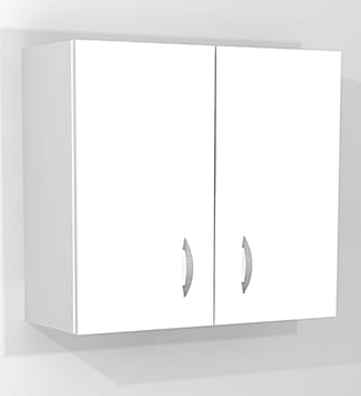 Szafka wisząca 2-drzwiowa do gabinetu lekarskiego. Wykonana z płyty wiórowej laminowanej gr. 18 mm, kolor płyty do wyboru. W środku szafki 1 półka. Uchwyty metalowe. Wymiar (WxSxG) 720x800x320 mm.