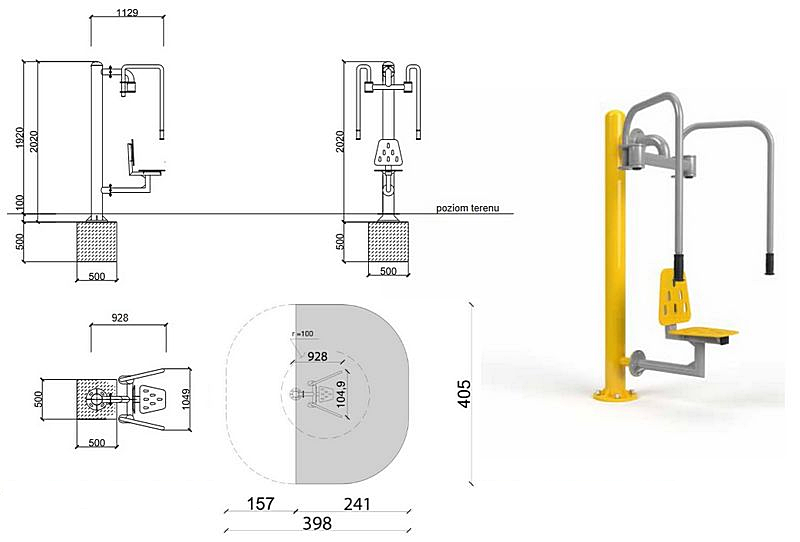 Urządzenie siłowni zewnętrznych Motyl + Słup D06R+SZ+SLW2 seria Eco Trainier