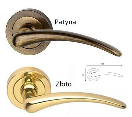 Klamka Miriam VDS rozeta okrągła R1 kolor złoty lub patyna bez dolnej rozety