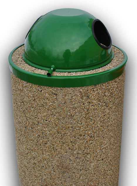 Kosz z betonu płukanego z kopułą stalową nr katalogowy 114