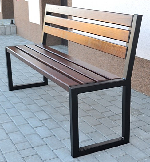 Ławka bez podłokietników z oparciem stalowo drewniana ANA długość 150 cm W030