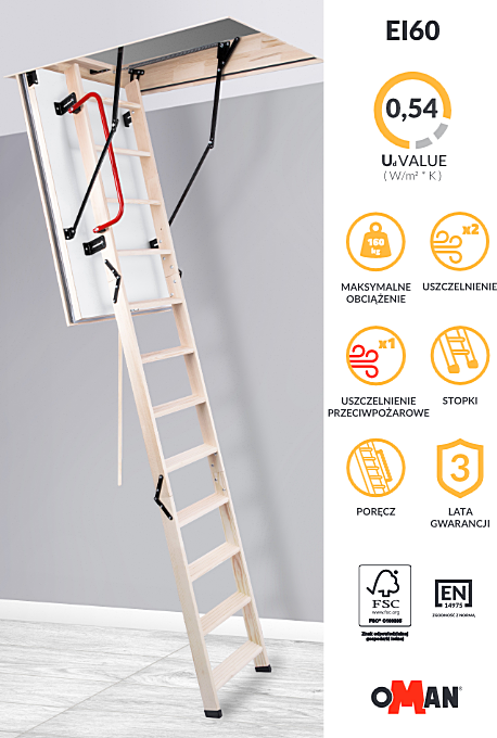 Przeciwpożarowe schody strychowe EI 60 Oman