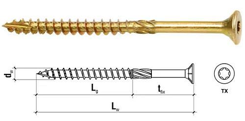 Wkręty konstrukcyjne do drewna z łbem stożkowym KMWHT-45080 4,5 x 80  250szt