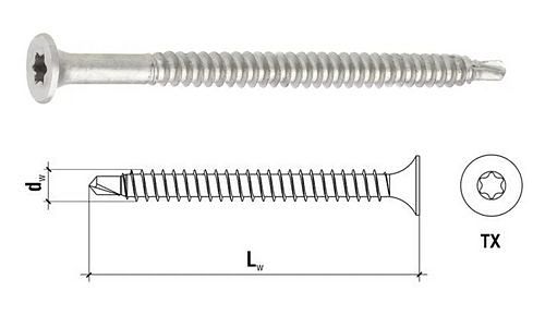Wkręty samowiercące do blach TX-20 4,8 x 200 (100szt) WSR-T-48200-D(100) Wkrętmet