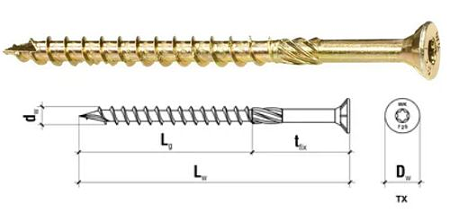 Wkręty ciesielskie do drewna z łbem stożkowym WKCS-08140 8,0 x 140 50szt