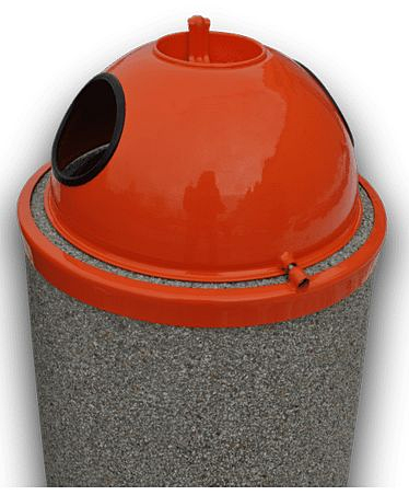 Kosz okrągły beton płukany 40L nr kat. 113  z kopułą metalową  