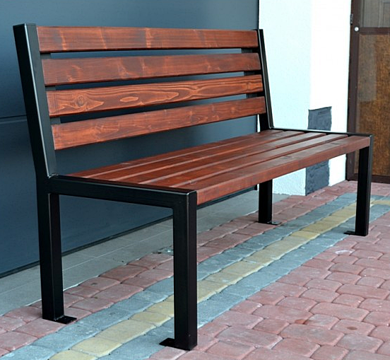 Ławka stalowo drewniana miejska Lux 150 cm grubość deski 4cm W064