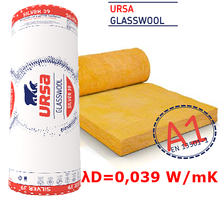 Mata izolacyjna z mineralnej wełny szklanej URSA SILVER 39 λD=0,039 W/mK