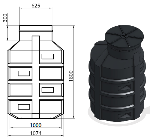 Studnie studzienki wodomierzowe ø 1000 wysokość 1800 mm typ ST10 i ST10/K ze wspawanymi króćcami