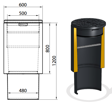 Studnie studzienki wodomierzowe z tworzywa dwukorpusowe ø 500 typ ST4 i ST4/D z dnem