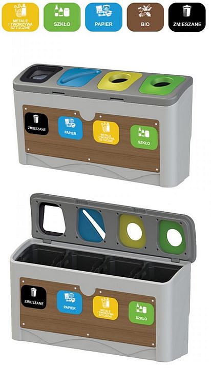 Stacja do segregacji odpadów Tudeks 4×50 litrów