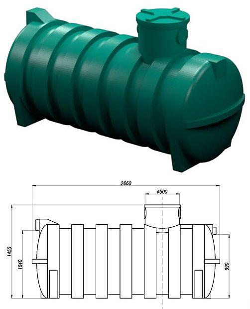 Zbiornik z polietylenu osadnik gnilny szambo HORIZON-S 2000 litrów 