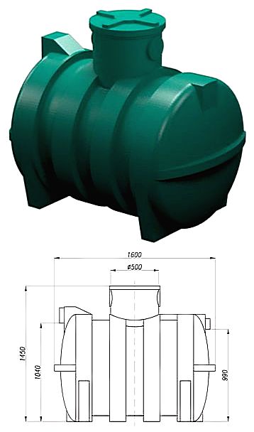 Zbiornik z polietylenu osadnik gnilny szambo HORIZON-S 1100 litrów 