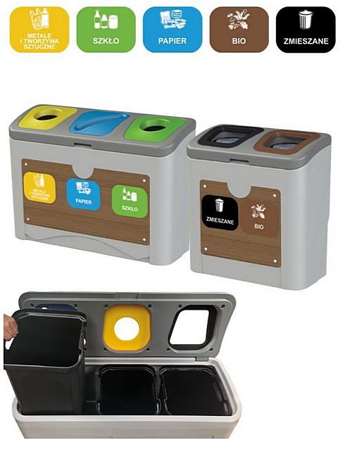 Stacja do segregacji odpadów Tudeks 5×50 litrów