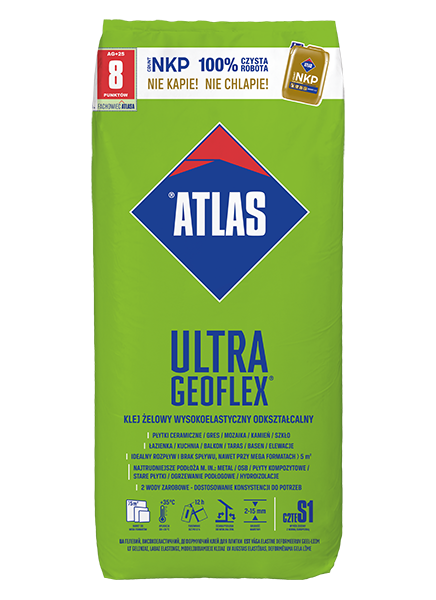 Klej żelowy 2-15 mm, wysokoelastyczny, odkształcalny, typ C2TE S1 ATLAS ULTRA GEOFLEX 25 kg