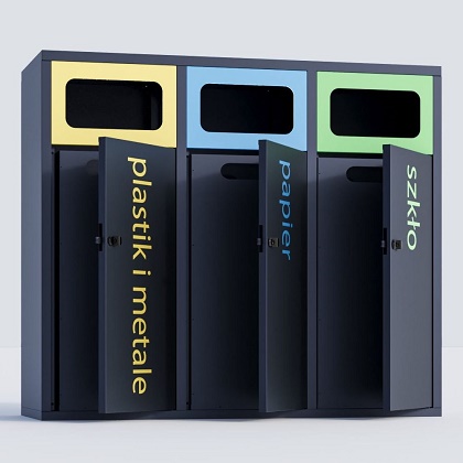 Zabudowa kosza potrójna na pojemniki do segregacji odpadów Kubik 3x80L