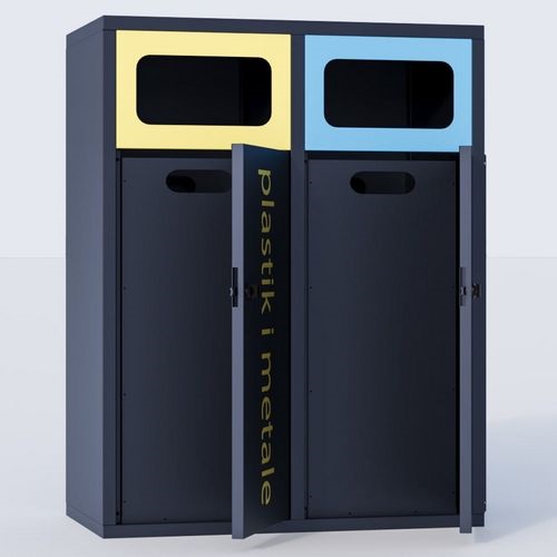 Zabudowa kosza podwójna na pojemniki do segregacji odpadów Kubik 2x80L