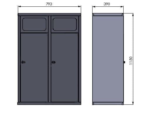 Zabudowa kosza podwójna na pojemniki do segregacji odpadów Kubik 2x80L